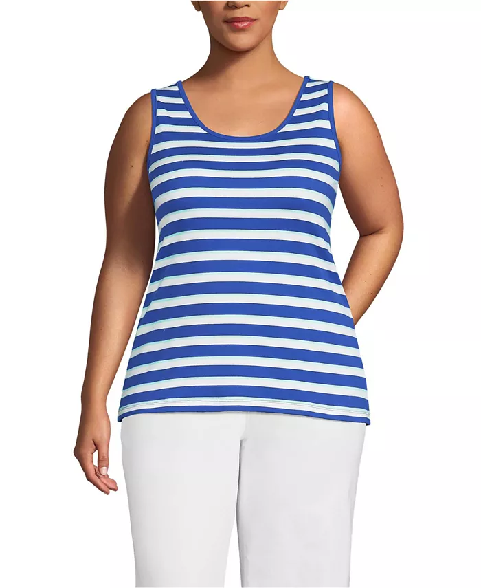 

Женская хлопковая майка больших размеров Lands' End, синий