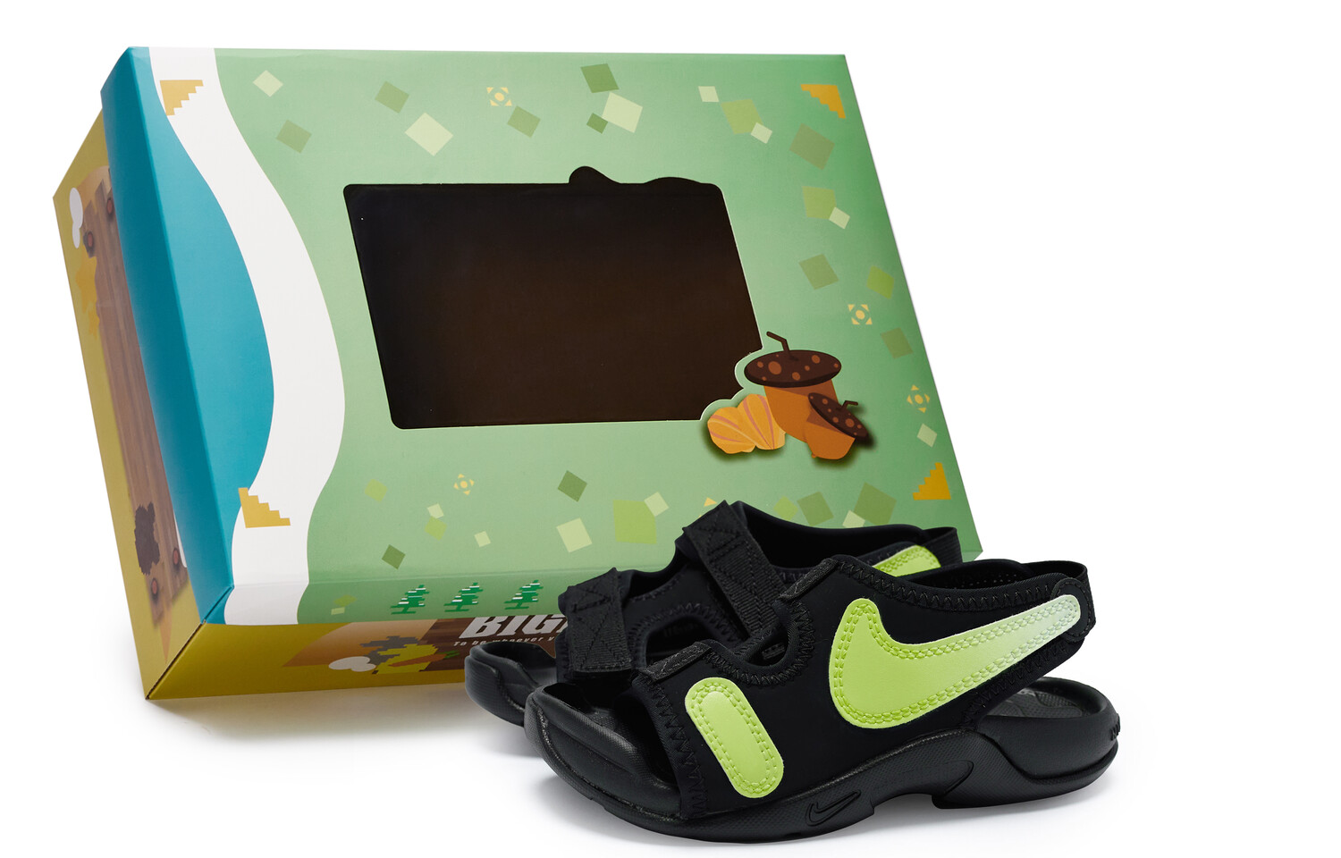 

Сандалии детские Sunray Adjust 6 PS Bud Green Nike, черный/зеленый