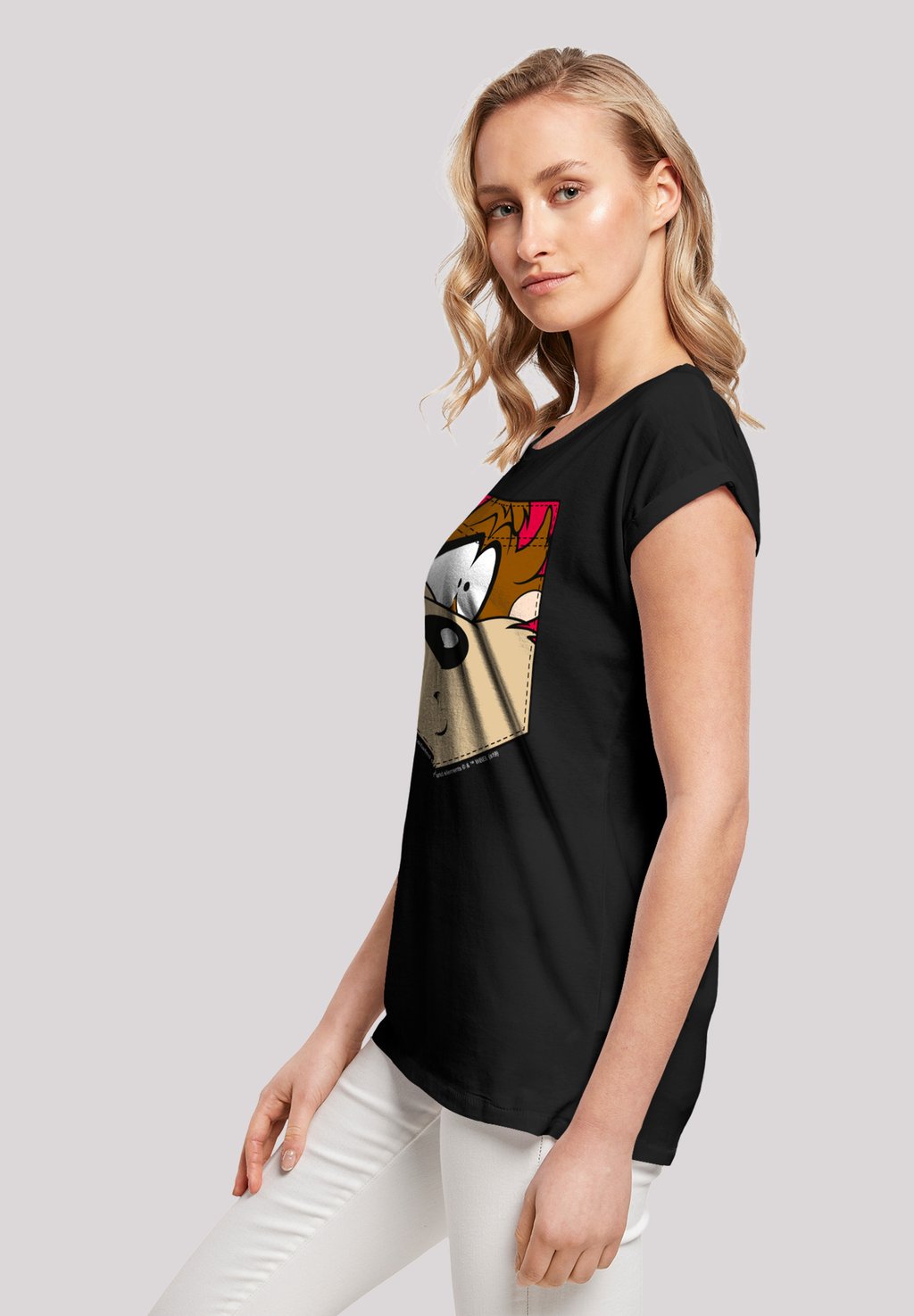 

Футболка с принтом LOONEY TUNES TASMANIAN DEVIL FACE FAUX POCKET F4NT4STIC, черный