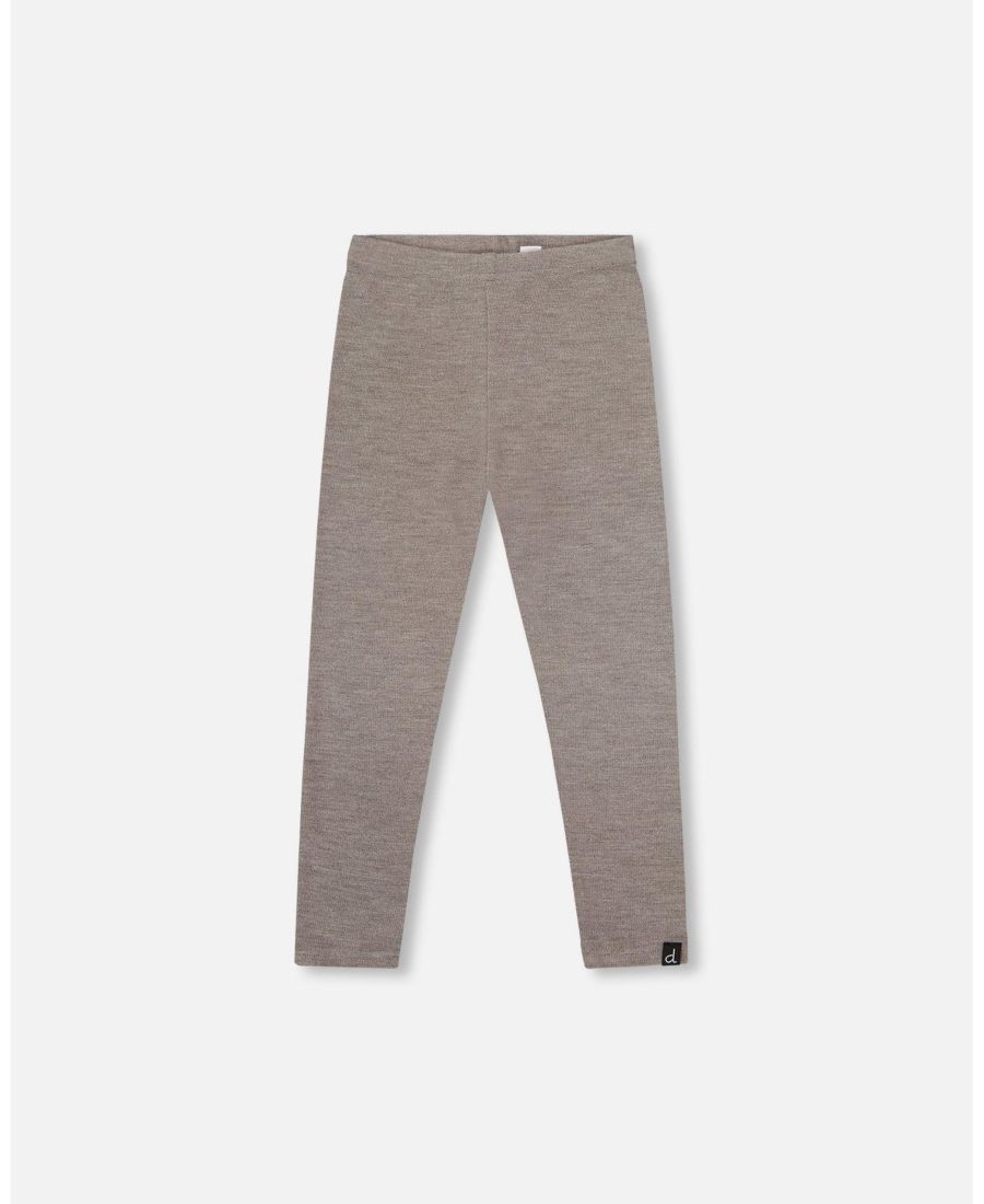 

Детские леггинсы для девочек, очень мягкие, в рубчик, светло-серый меланж - для малышей/детей Deux par Deux, Heather gray
