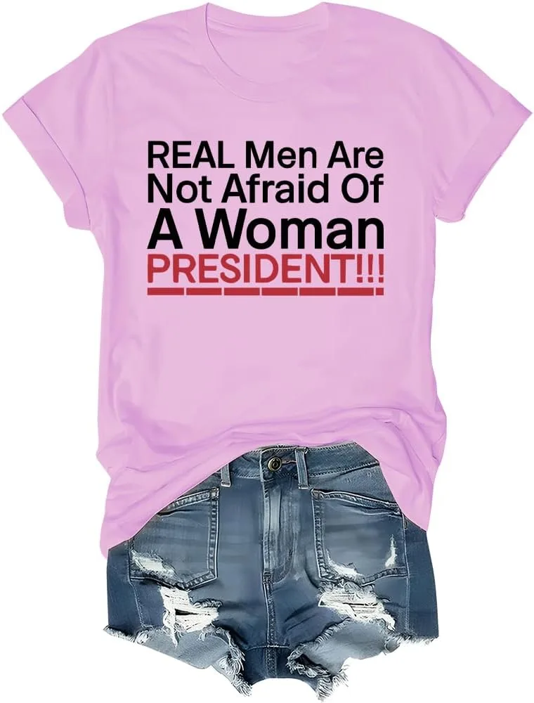 

Футболка Unisex с принтом "Real Men are Not Afraid of A Woman President" Finebuy