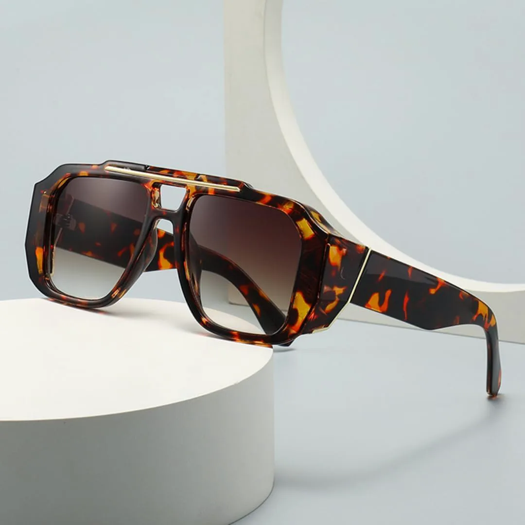 

Винтажные солнцезащитные очки с двойной перемычкой, квадратной формы, женские, модные градиентные, защита от УФ-излучения UV400, мужские TVTBBVV, Black Dark Green