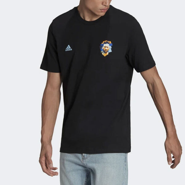 Футболка adidas Messi Subject Solid Color Back Alphabet Numeric Round Neck Short Sleeve Black, мультиколор — фото 3