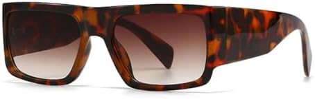 

Модные квадратные солнцезащитные очки для женщин, двухцветные, винтажные, градиентные, мужские солнцезащитные очки с защитой от УФ-излучения UV400 MTZJH, Leopard Tea Gradient