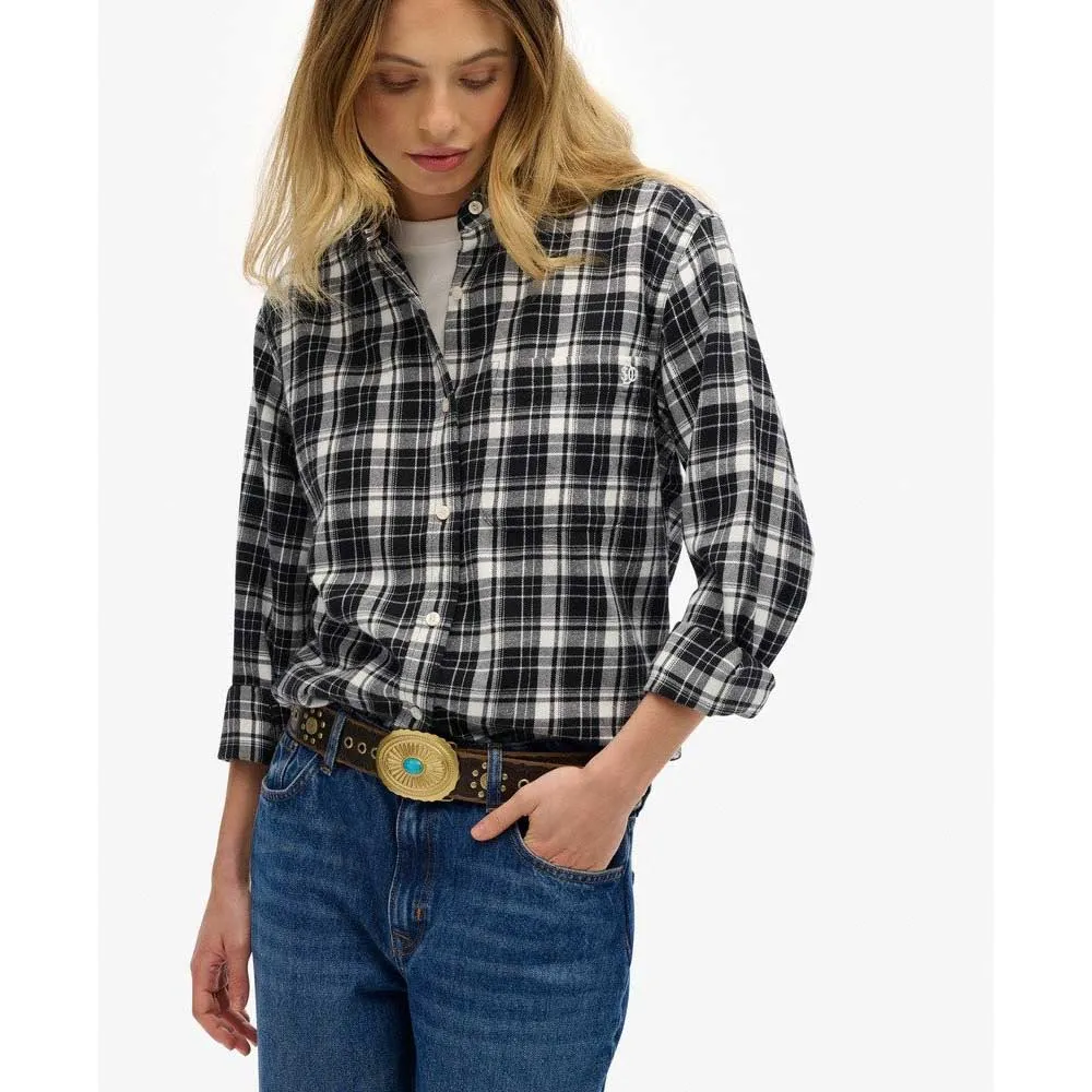 Рубашка с длинным рукавом Superdry Check Flannel Boyfriend, черный — фото 4