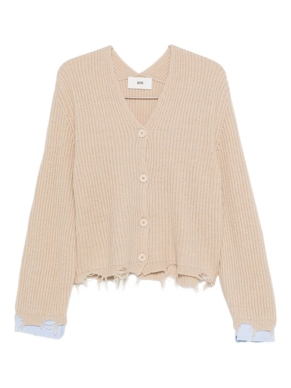 

Кардиган с V-образным вырезом и эффектом состаривания Solotre, бежевый