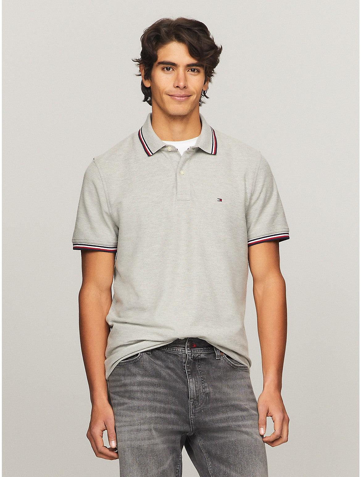 

Мужская рубашка-поло Tommy Hilfiger Regular Fit Tommy Wicking, цвет grey heather