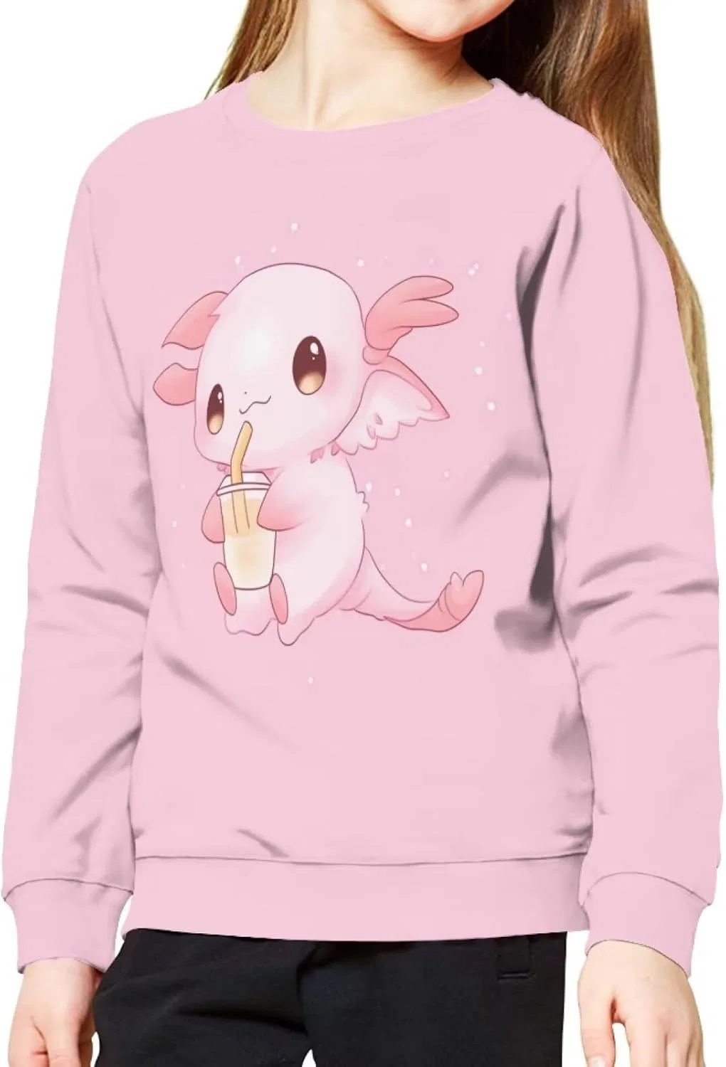 Детский свитшот с принтом ZPINXIGN, 1 Axolotl Pink
