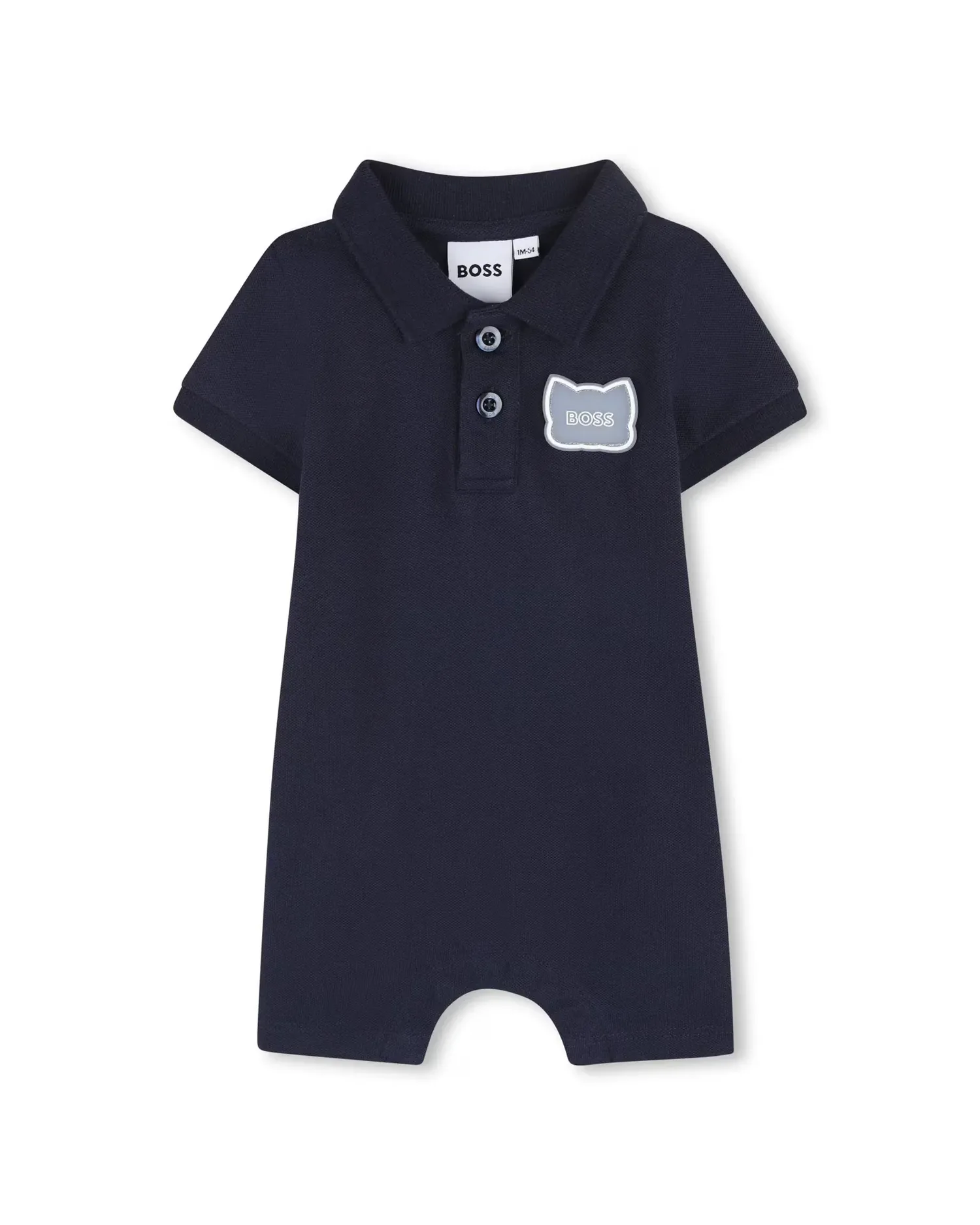 Комбинезон для мальчика с короткими рукавами, однотонный, хлопковый BOSS Kidswear, синий