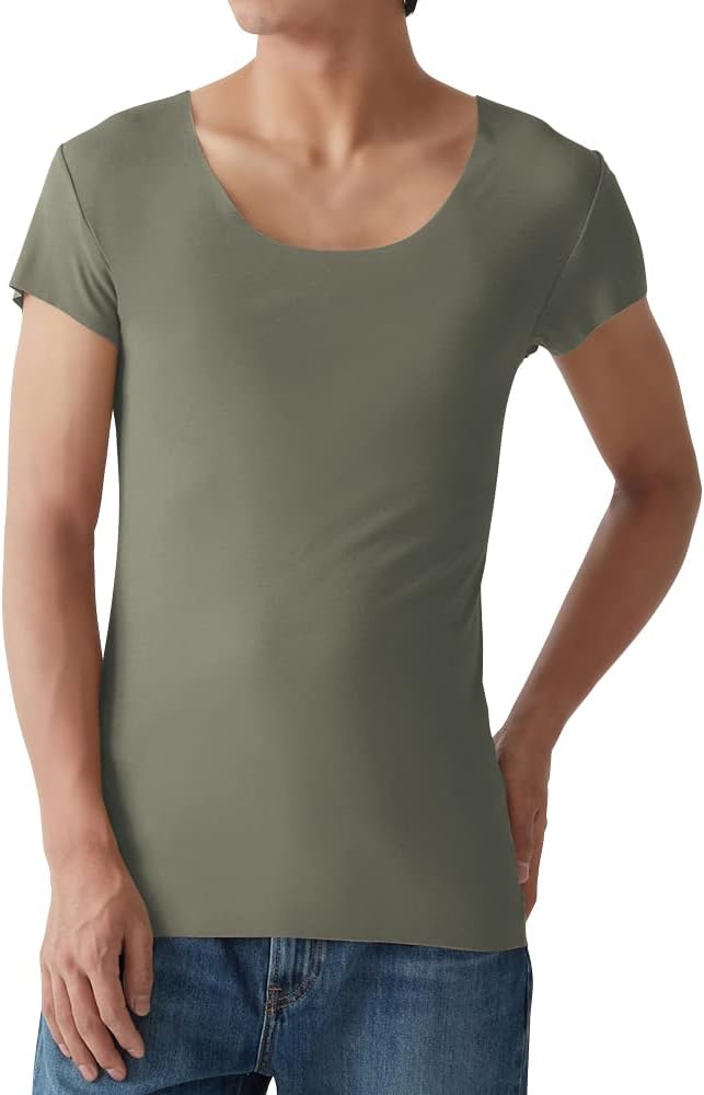 

Мужская внутренняя рубашка Gunze YG in.T, футболка с круглым вырезом из серии CUT OFF с впитывающими подушечками для осени/зимы, зеленый