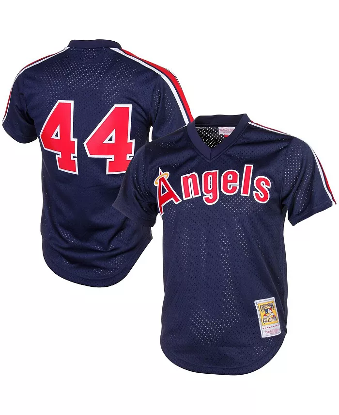 

Мужская тренировочная бейсбольная майка Reggie Jackson в сетку цвета Navy California Angels Cooperstown Mitchell & Ness