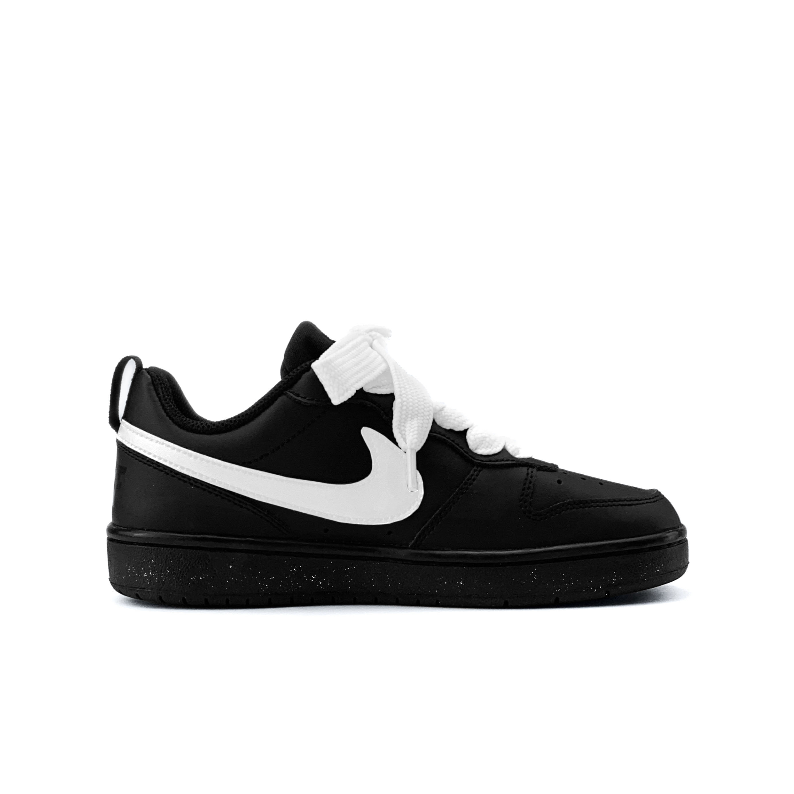 Nike Court Borough Pure Snow противоскользящие устойчивые к истиранию низкие детские скейтбординг кроссовки Black White Teenagers — фото 3