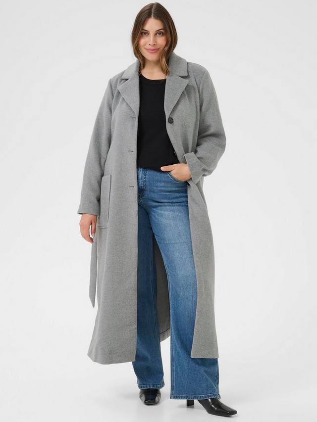 

Длинное пальто Elina с поясом KAFFE Curve, Mid Grey