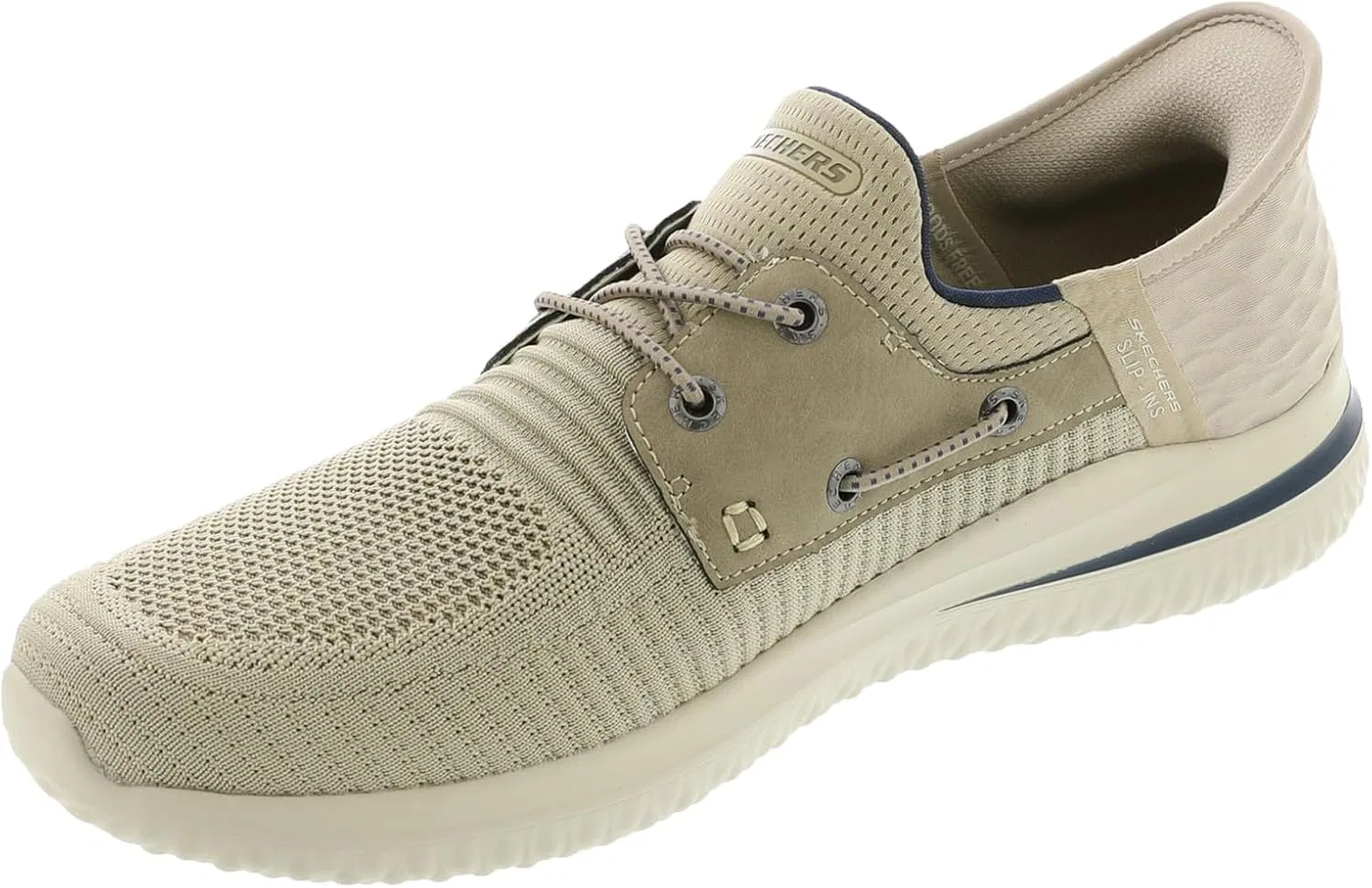 Мужские туфли Skechers Delson 210606 3.0-Roth Low Profile Bungee Lace Slip In, Beige — фото 4