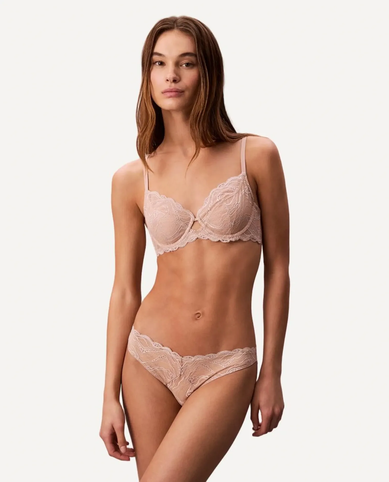 Бюстгальтер без формовки SENSUAL STRETCH LACE Calvin Klein, бежевый — фото 4