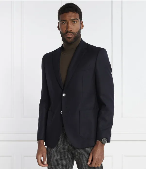 Элегантный шерстяной жакет h-janson Slim fit Boss, синий — фото 3