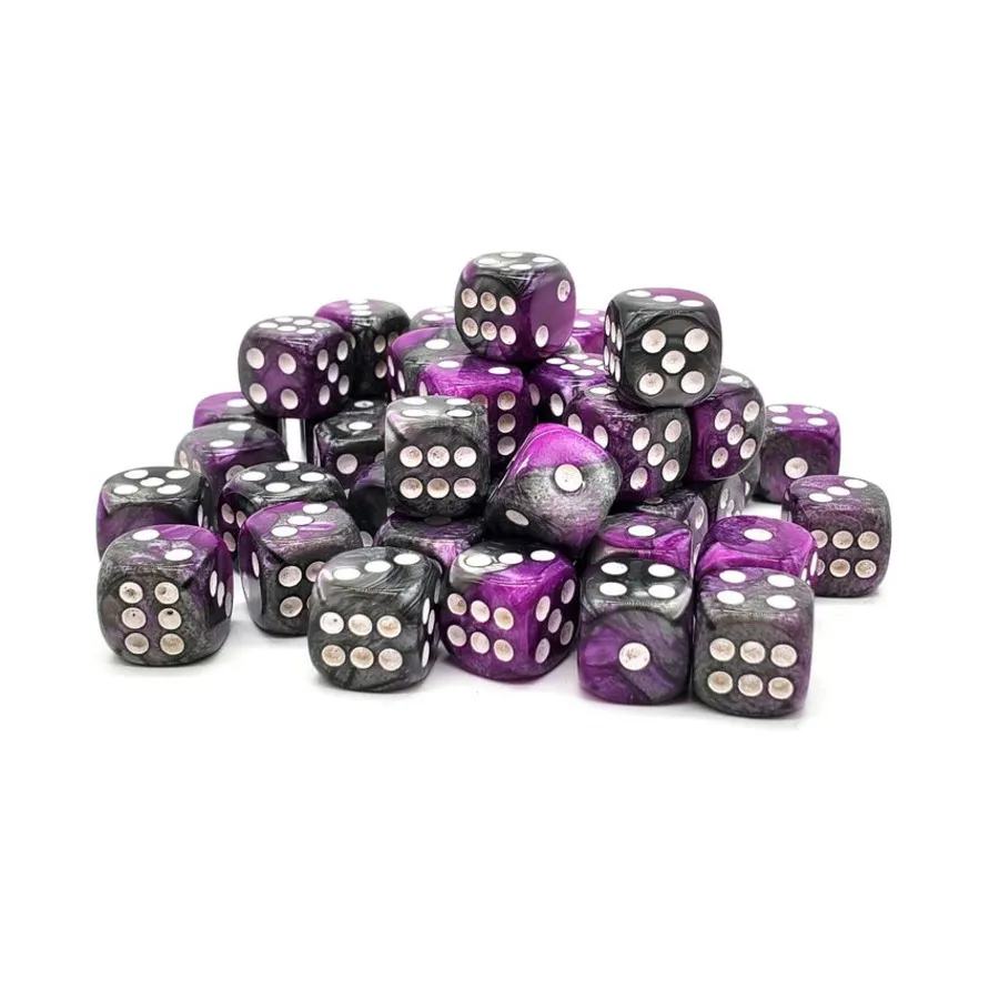 

Набор d6, 12 мм — серебристо-фиолетовый с белым (50), Acrylic-Resin Dice - Vorpal (d6s)