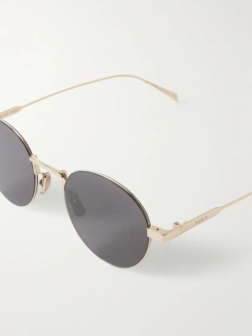 Золотые солнцезащитные очки Oro Round-Frame CELINE EYEWEAR, золотой — фото 4