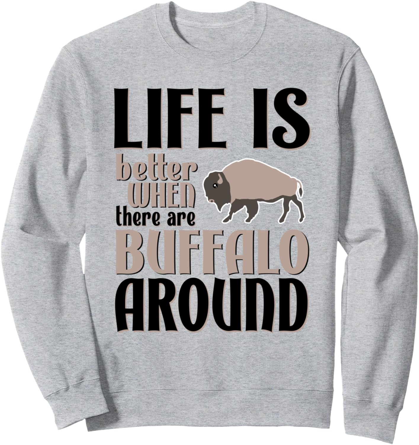 

Толстовка Жизнь лучше с буйволом, серая Cute I Love Buffalo Apparel