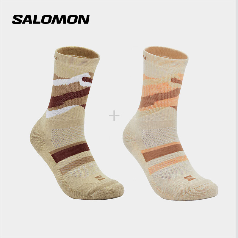 

Носки хлопковые Salomon Out Alps Crew спортивные, бежевый / розово-оранжевый