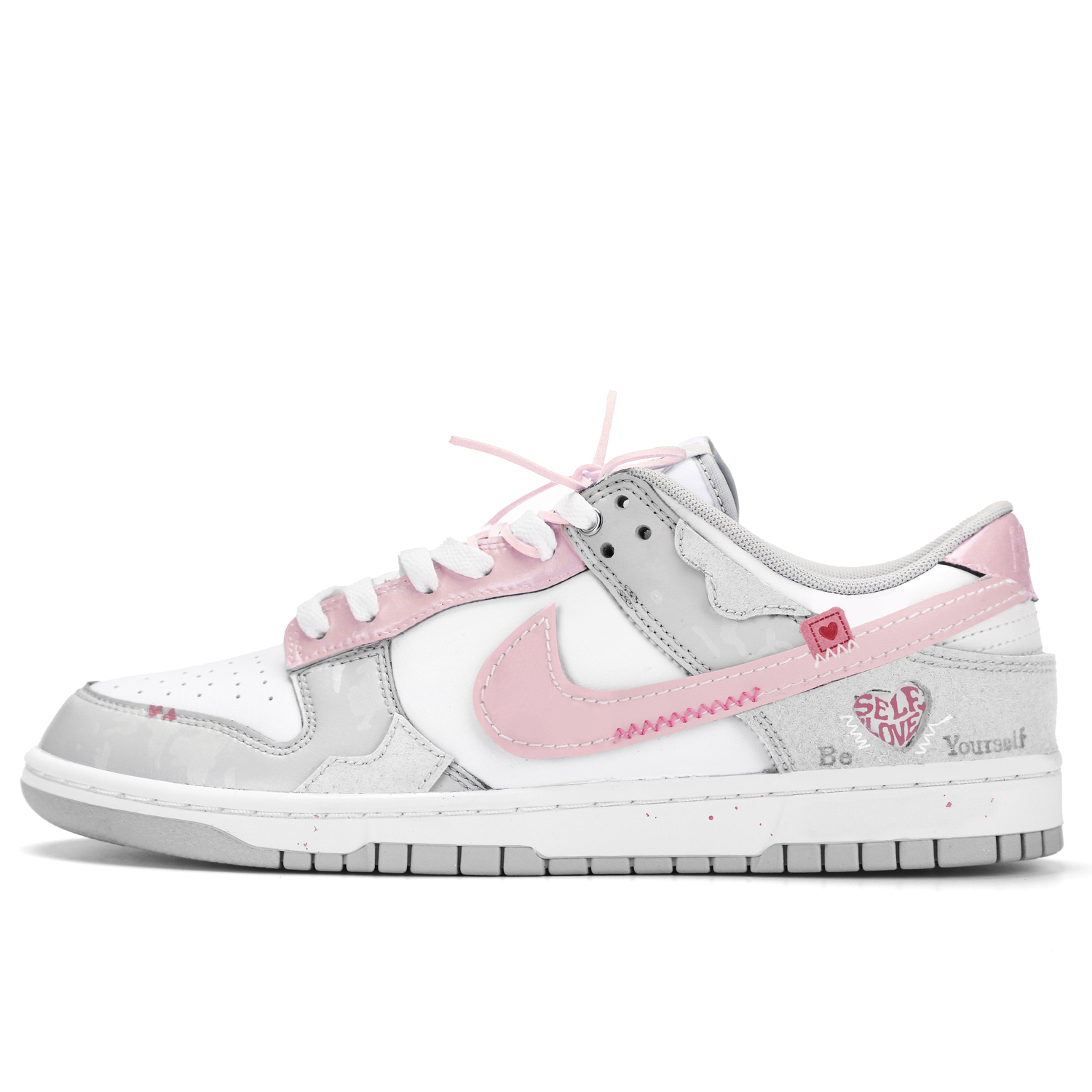Nike Кроссовки для скейтборда dunk unicorn устойчивые к истиранию нескользящие низкие серые розовые kids' — фото 3