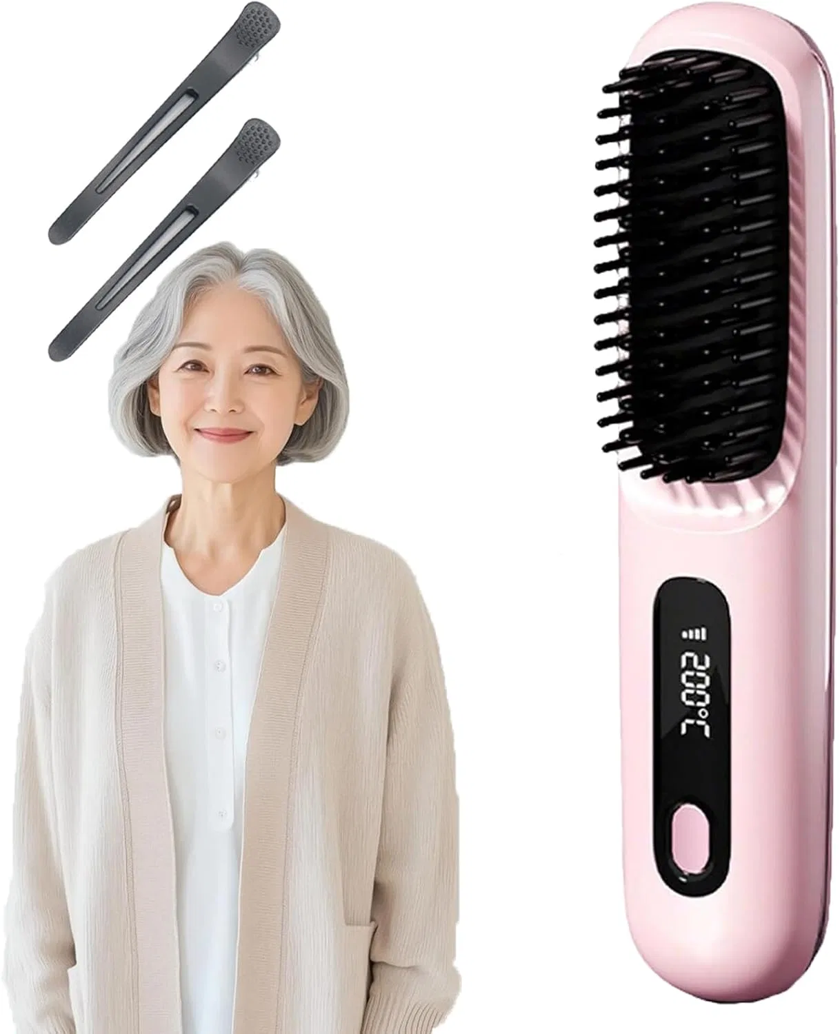 Беспроводная щетка-выпрямитель для коротких волос «Bliss Styling» от Luma Xjq, Rosa