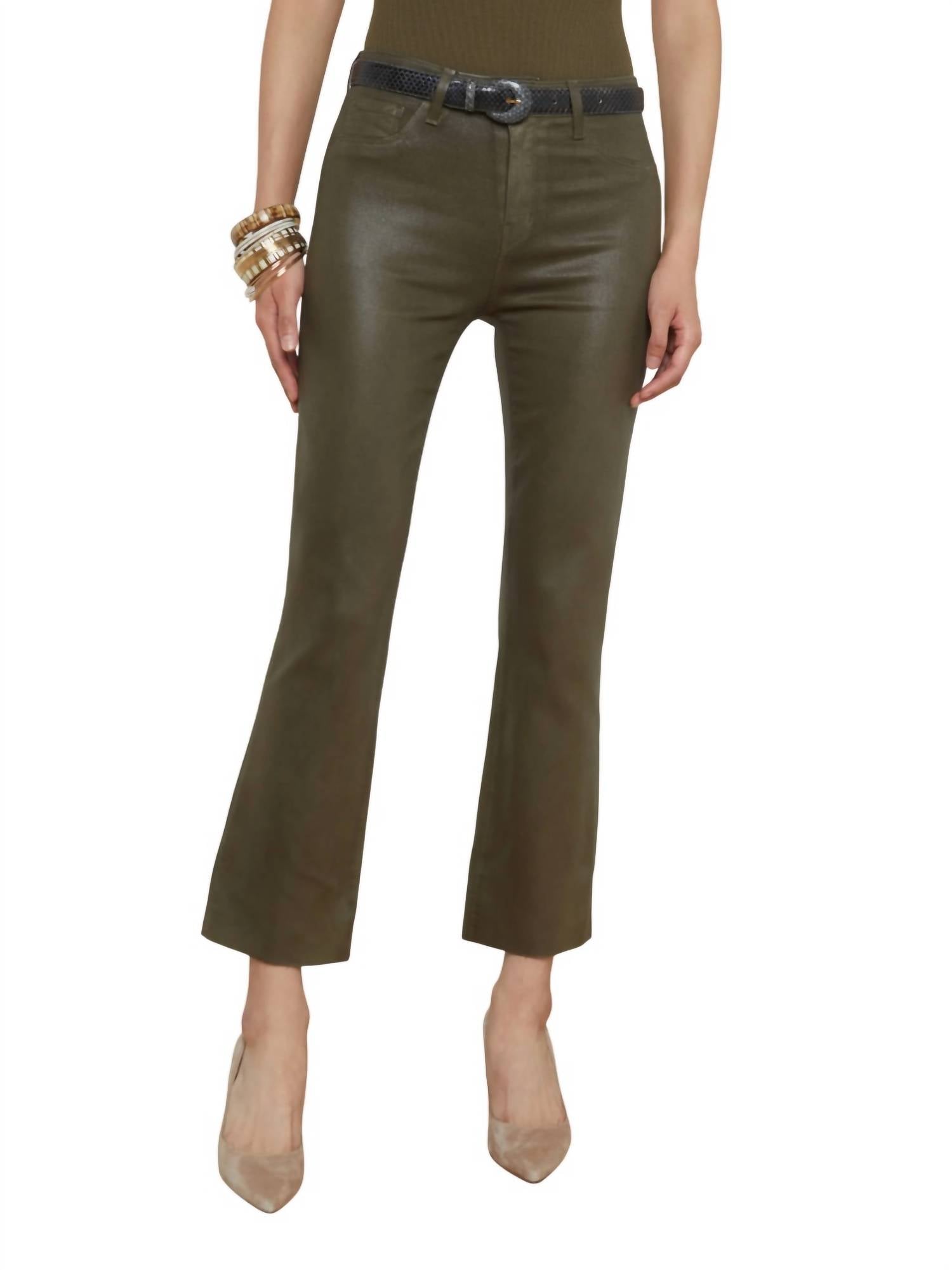 

Укороченные расклешенные брюки Wanda Coated Green L'Agence