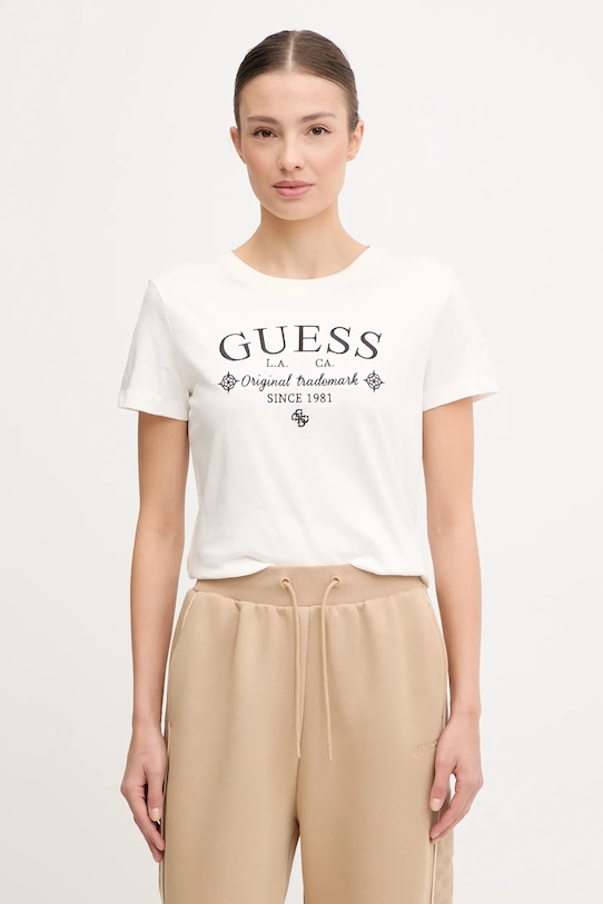 

Хлопковая футболка GLORIA Guess, бежевый