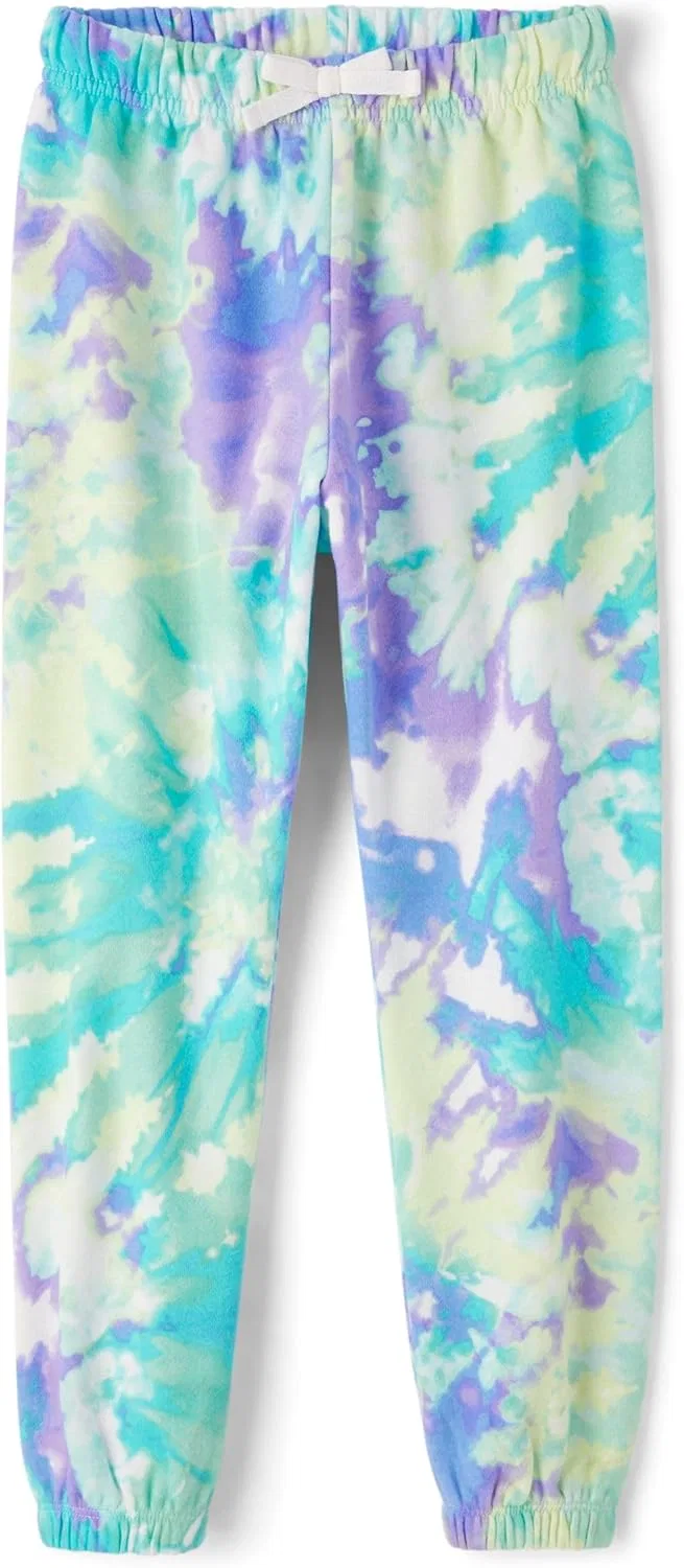 Вязаные спортивные штаны для девочек от The Children's Place, Green Glow Tie Dye