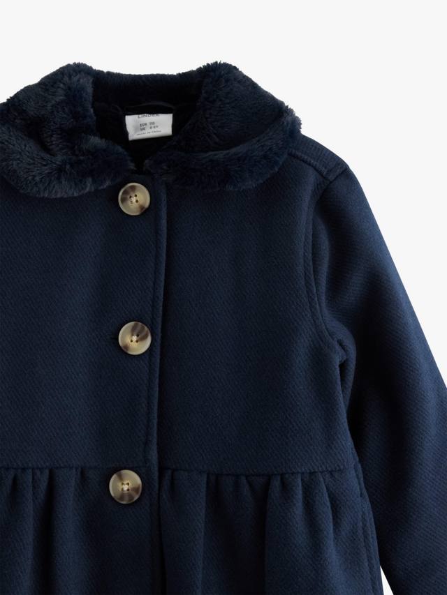 Детское пальто с отделкой из искусственного меха Lindex, Dark Navy — фото 3