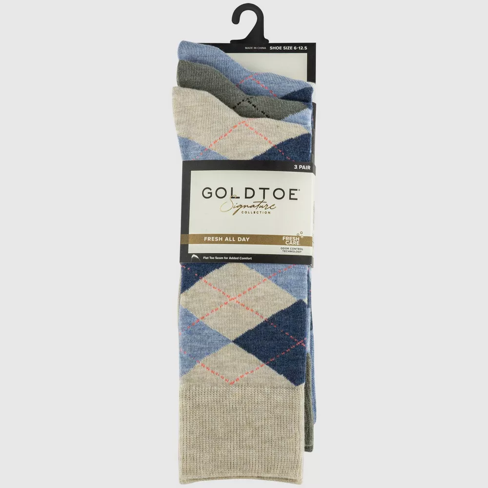 

Мужские носки Signature Gold by GOLDTOE Argyle Crew Socks, 3 пары