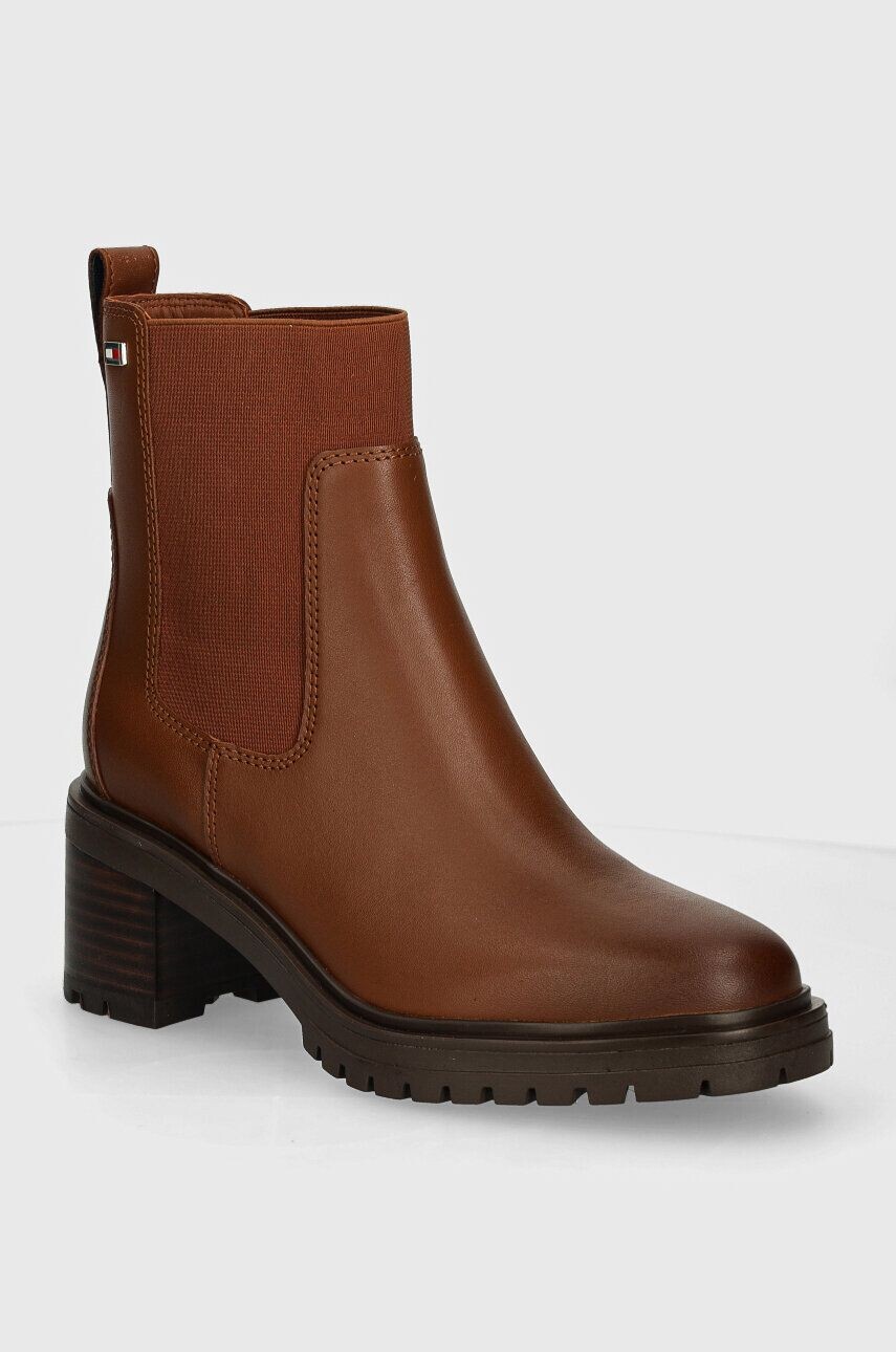 

Кожаные ботинки челси Tommy Hilfiger FLAG MID HEEL LEATHER CHELSEA, коричневый