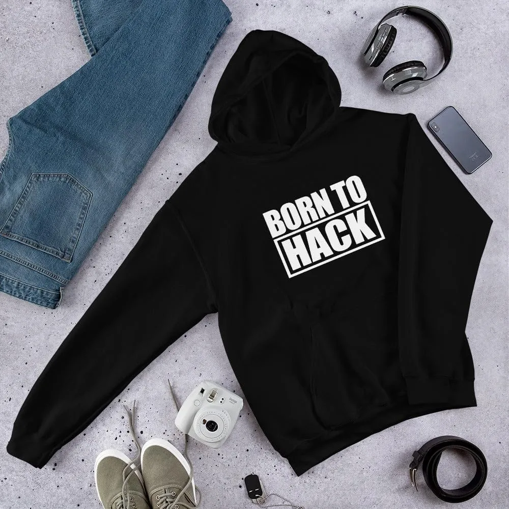 generic Толстовка с капюшоном Born to Hack (белый текст) — фото 3