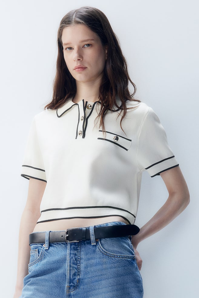 

Вязаная рубашка с воротником H&M, белый