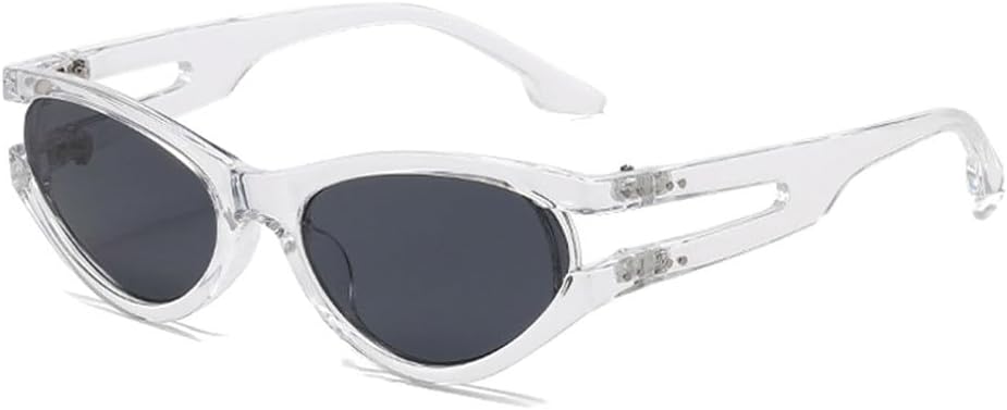 

Модные солнцезащитные очки «кошачий глаз» для женщин, ретро-стиль, заклепки, сине-зеленые оттенки, защита от ультрафиолета UV400, мужские солнцезащитные очки HVTVTLA, Transparent Grey