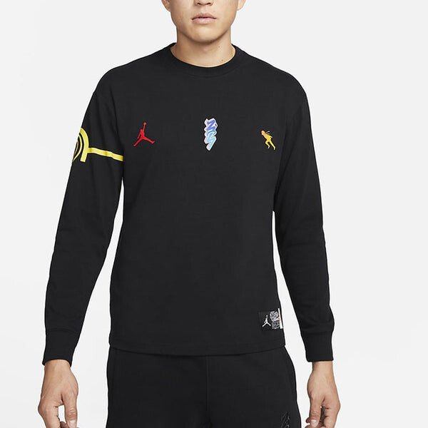 Футболка Nike Jordan Zion 1 x NARUTO Long Sleeve Top 'Black Yellow', мультиколор — фото 3