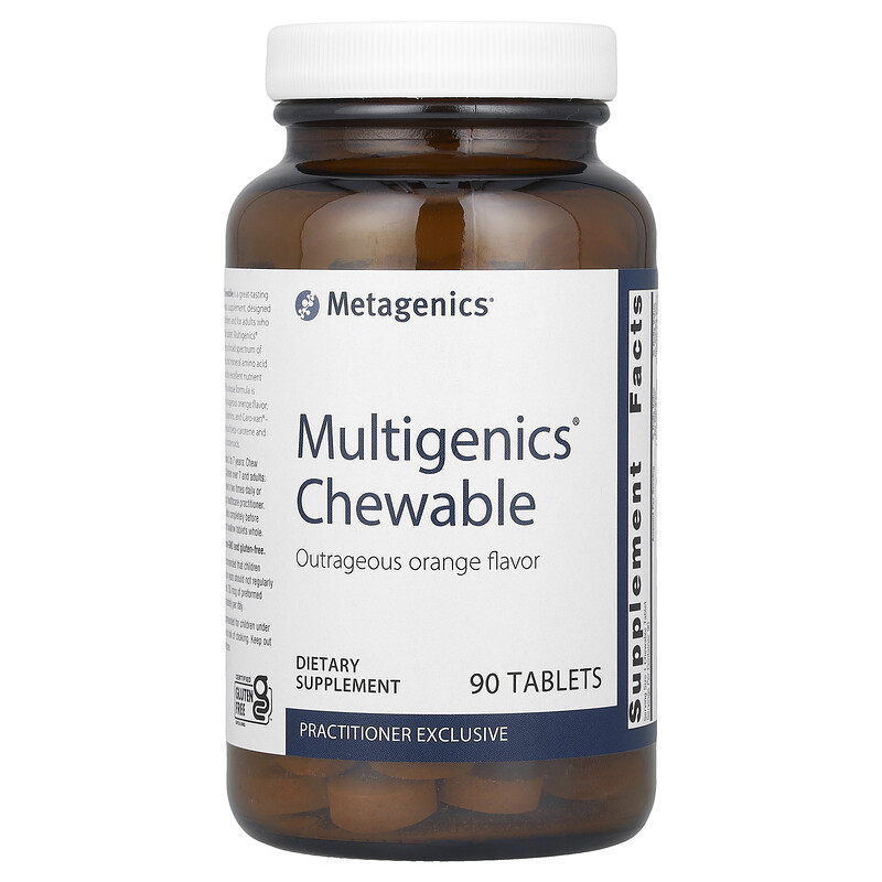 

Metagenics, Жевательные таблетки Multigenics, апельсин, 90 таблеток
