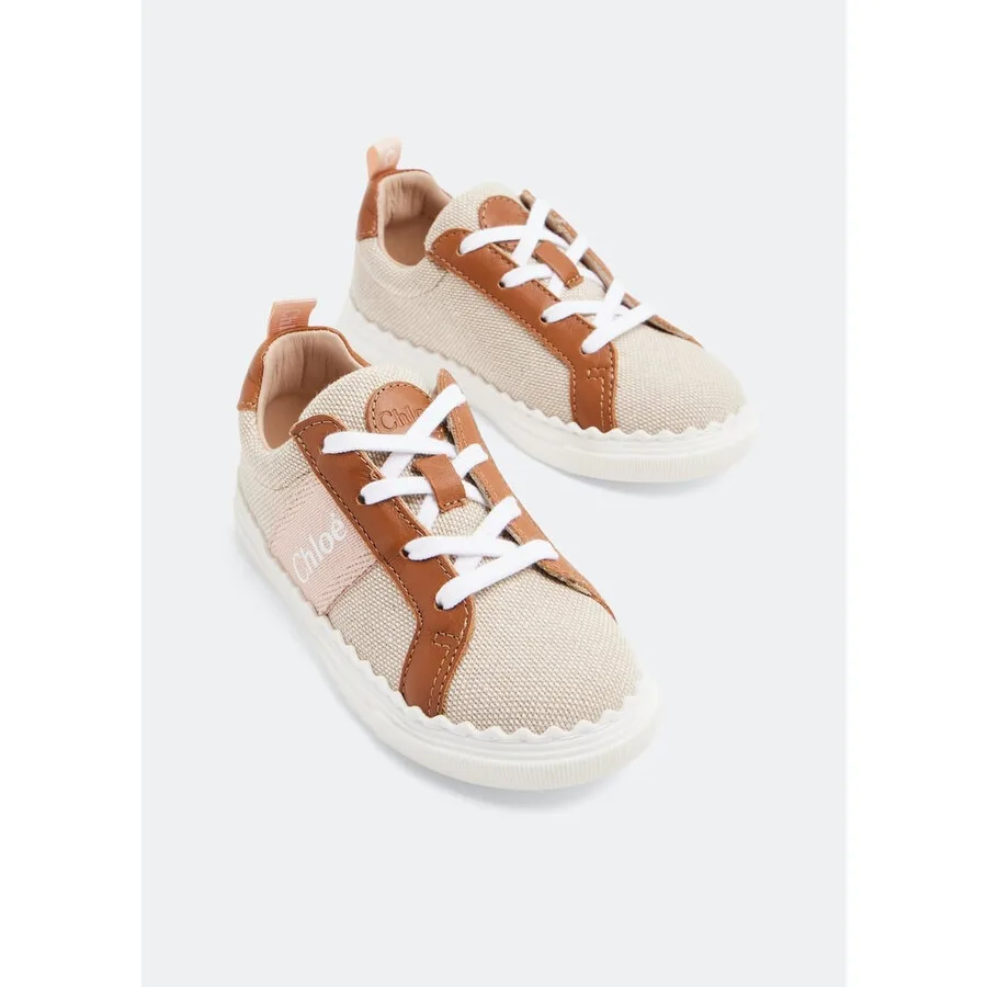 Детские низкие кроссовки Chloé Kids Lauren, коричневый — фото 2