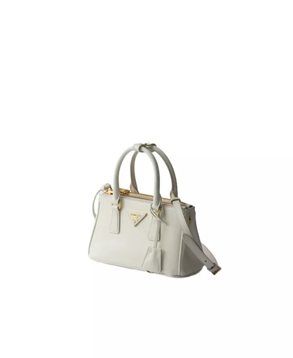 Мини-Сумка Galleria из лакированной сафьяновой кожи Prada, белый — фото 2