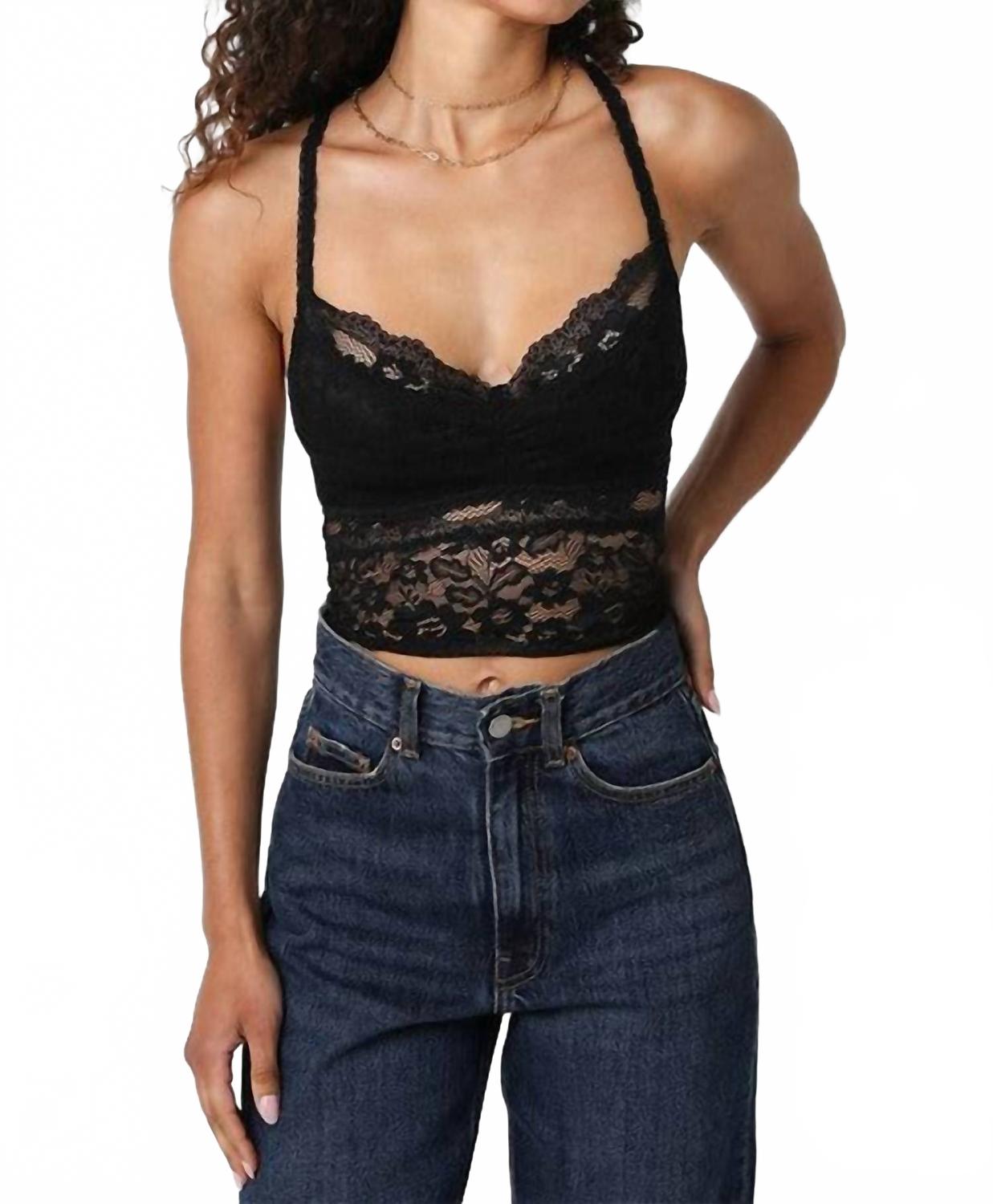

Черный кружевной топ Angela Lace Camisole OLIVACEOUS