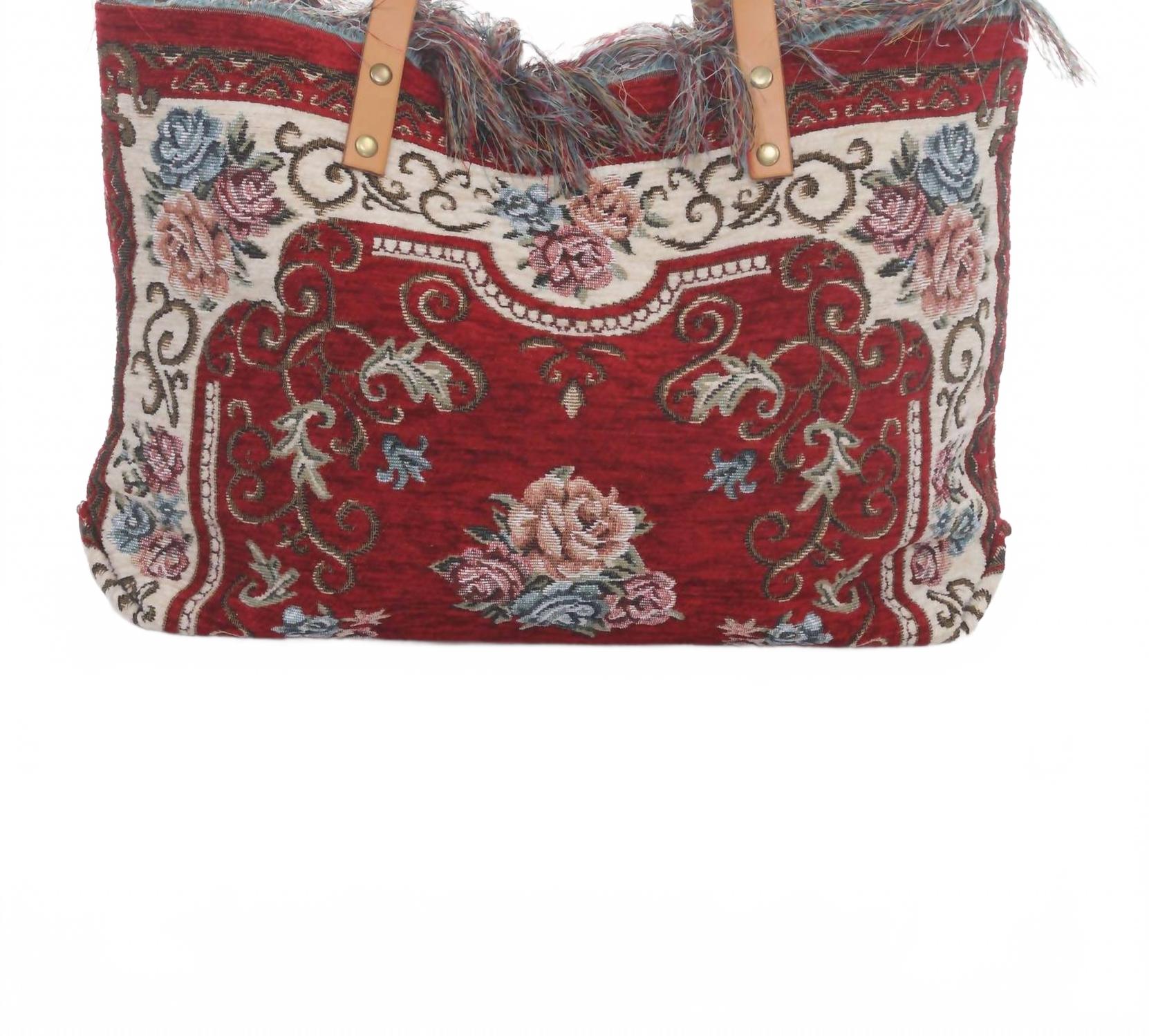 

Женская сумка из гобеленовой кожи с двумя ручками, цвет: бордовый Jijou Capri, красный