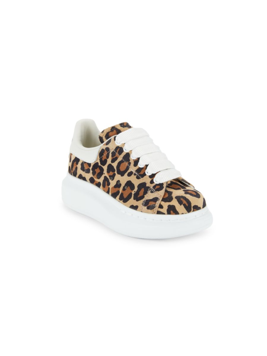 

Детские кожаные кроссовки с леопардовым принтом McQueen, цвет Leopard
