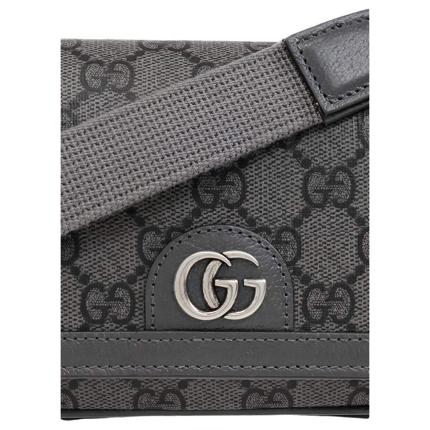 Ophidia Canvas With Leather Crossbody Bag Shoulder Bag Extra Mini Men's Gray & Black GUCCI — фото 4