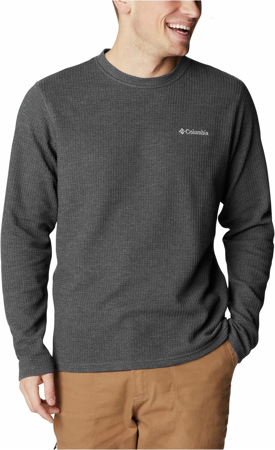 

Футболка Columbia Pine PeakII Waffle Long Sleeve Crew, цвет Black Heather