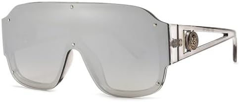 

Модные солнцезащитные очки большого квадратного размера 2027 года для мужчин и женщин, винтажные, с крупной оправой, зеркальные, с заклепками, защита от УФ-излучения UV400 MTZJH, Silver