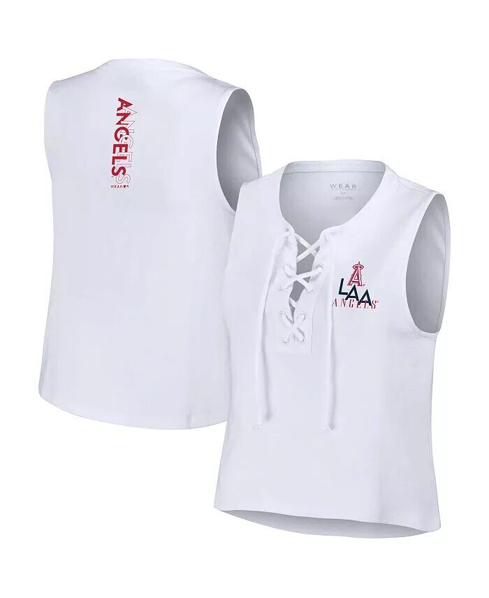 

Женская белая майка на шнуровке Los Angeles Angels Wear By Erin Andrews