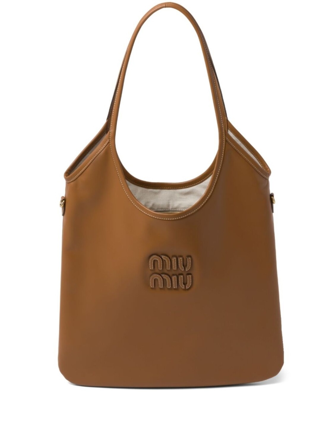 

Сумка-тоут Miu Miu Ivy с логотипом, коричневый