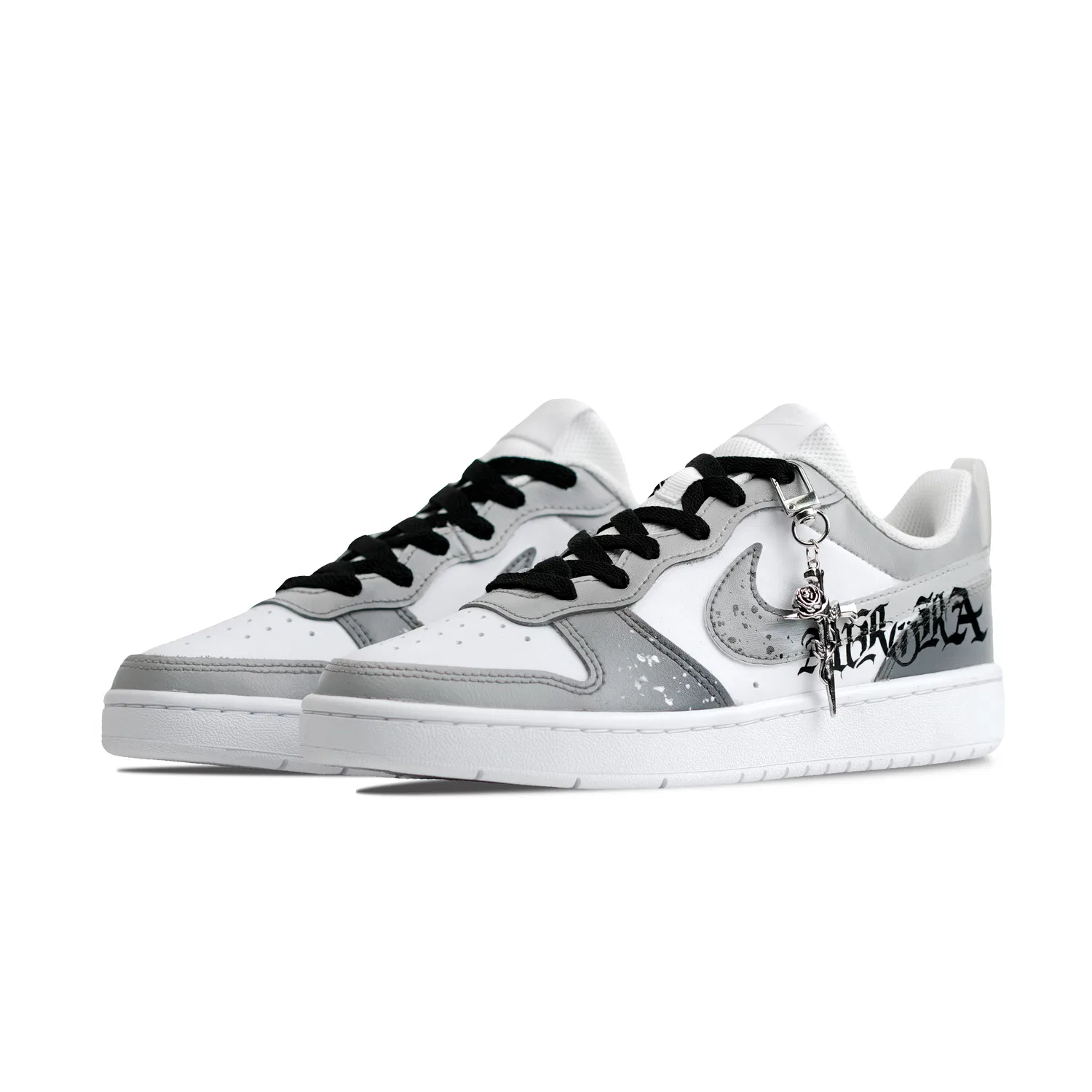 Детские кеды для скейтбординга Nike Court Borough Cross Rose Leather Gray White — фото 4