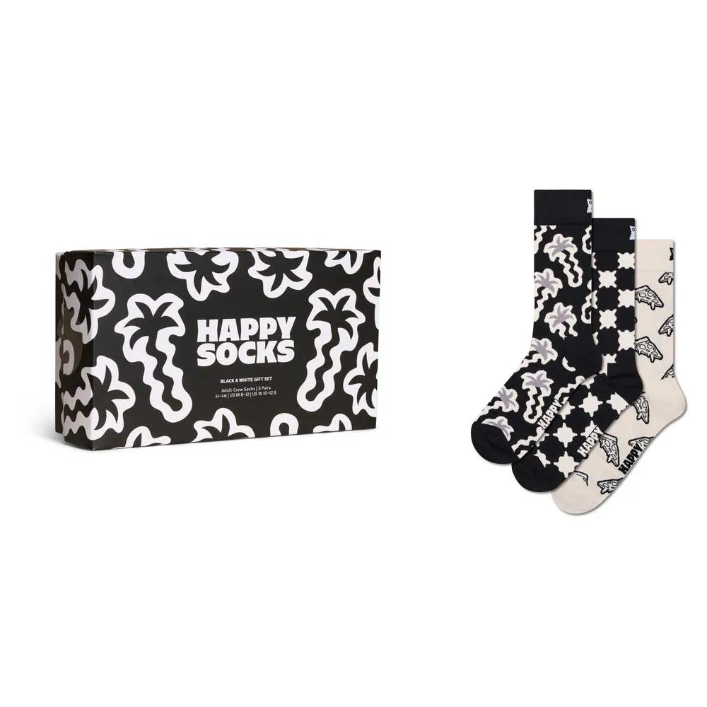 

Носки 3 шт Happy Socks Black and white gift set crew, белый