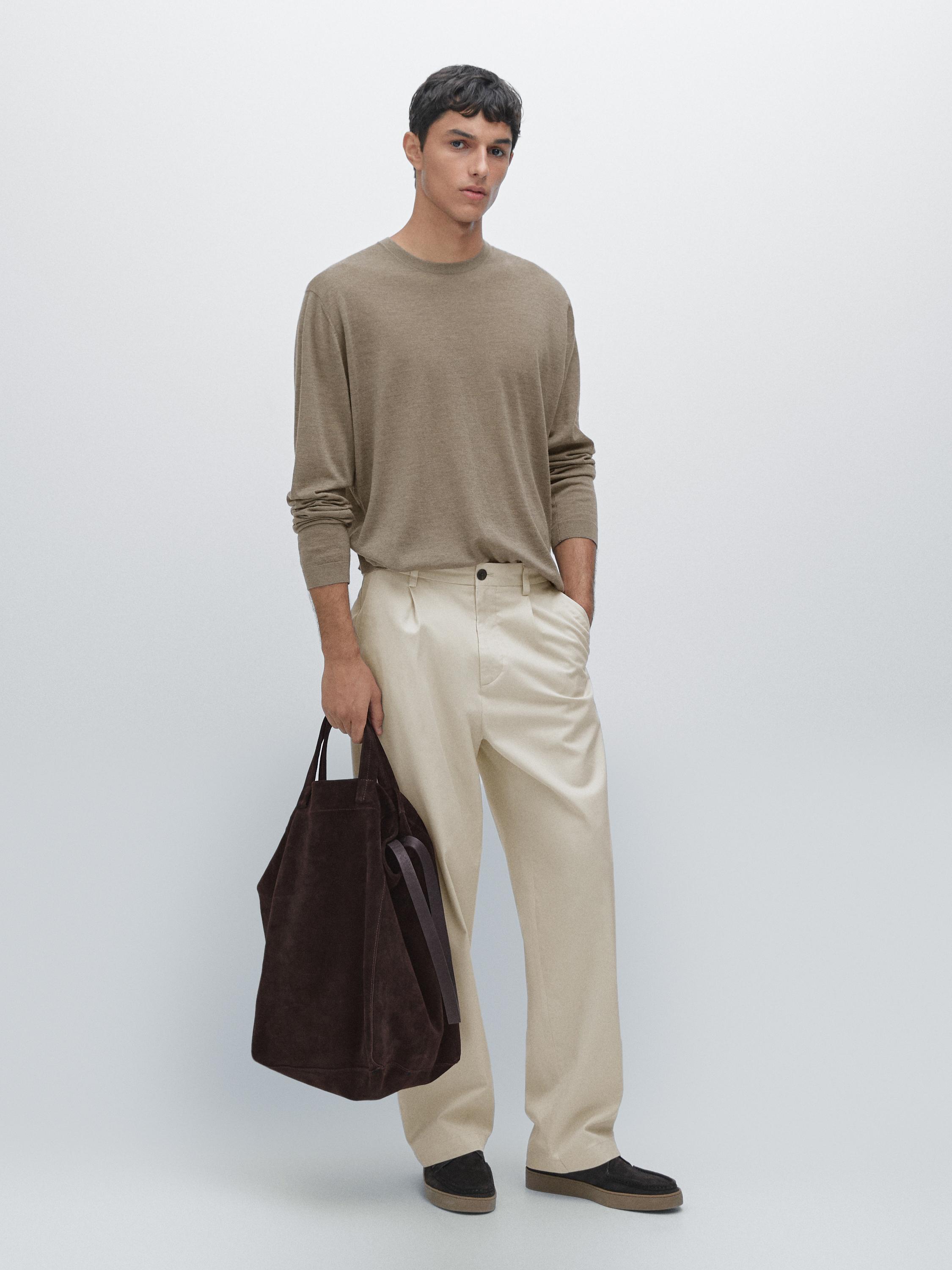 

Вязаный свитер с круглым вырезом из 100% кашемира Massimo Dutti, Greenish